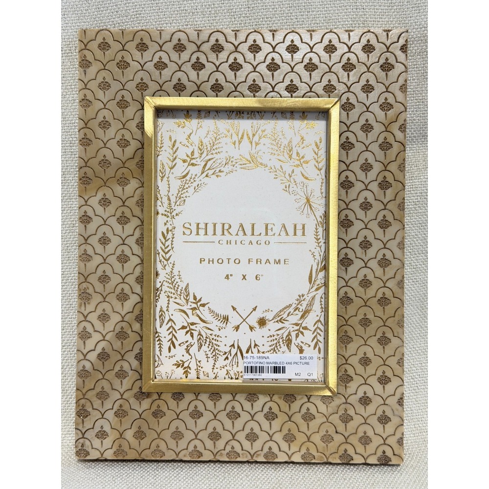 Shiraleah Portofino Marbled 4x6 Photo Frame Brass & Mango Wood